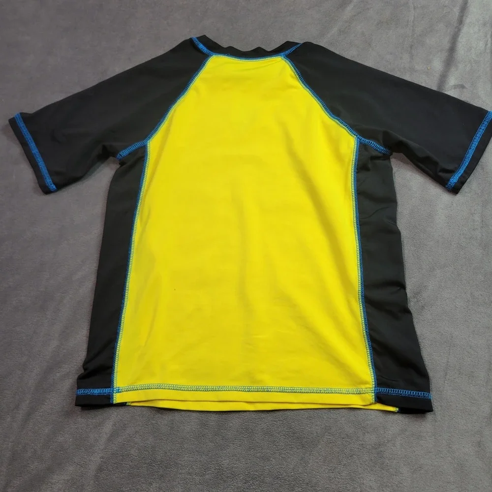 Ocean Pacific‎ Boys 8 Deep Sea Discoveries Rash Guard Yellow Black Short Sleeve